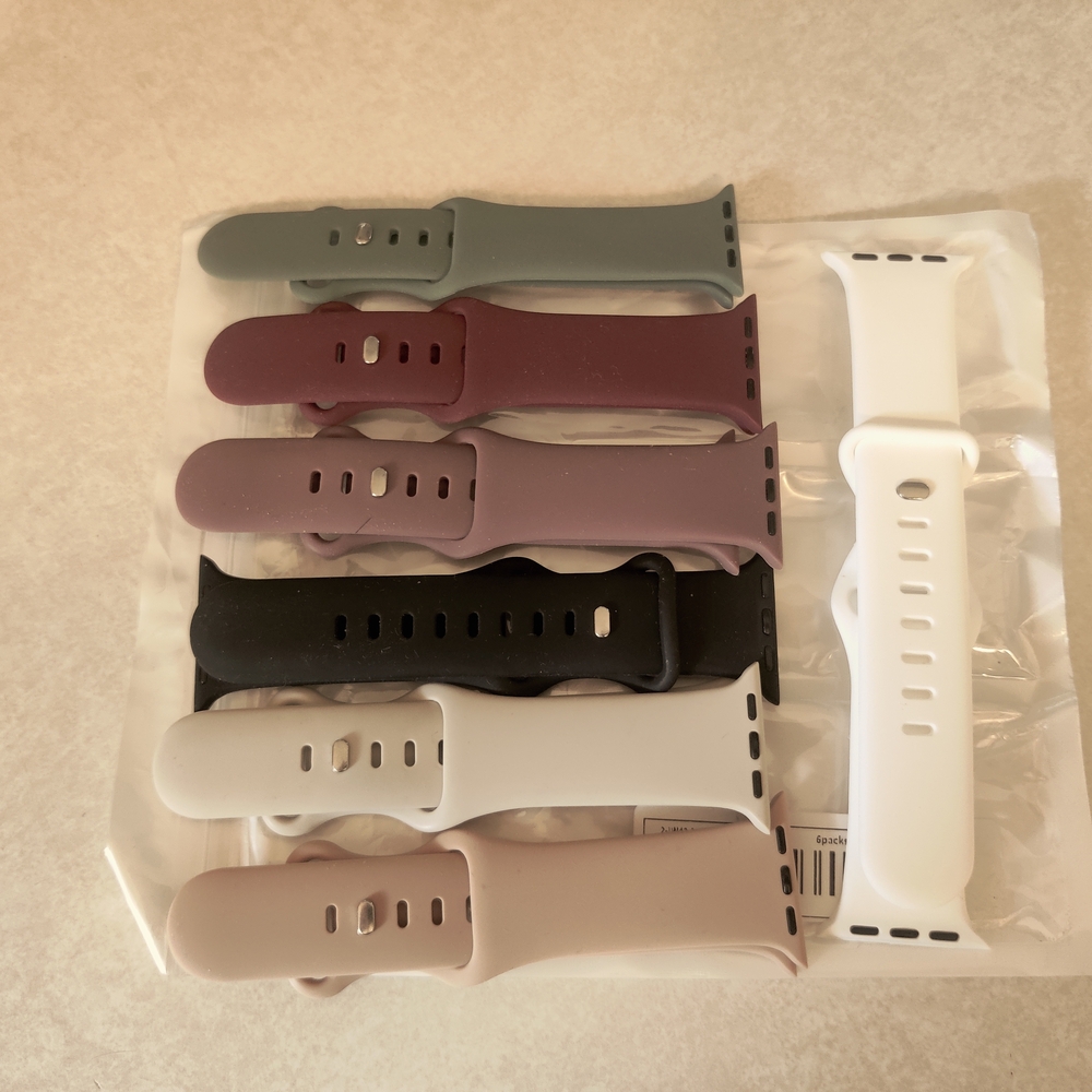 Silicone Watch Bands Set - Black, Gray, White, Pink